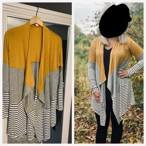 Women's Block Mustard Color Cardigan